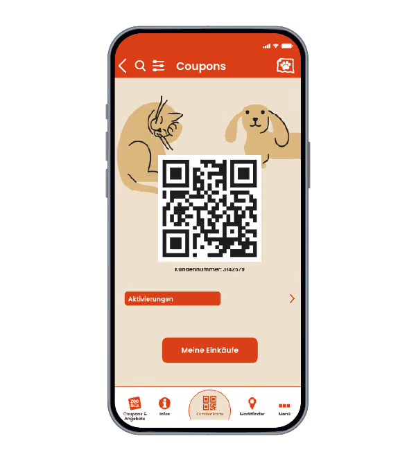 Zoo & Co. App Startbildschirm mit Coupons auf dem Smartphone