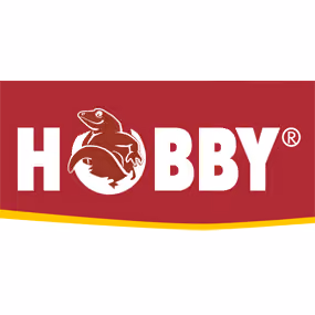 HOBBY brand logo with a stylized lizard inside the letter O on a red background.