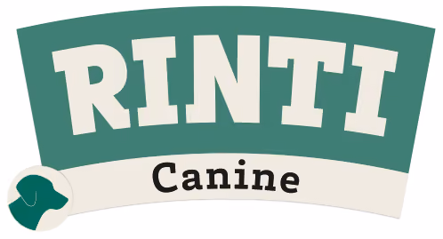 RINTI Canine logo with bold text and a dog silhouette icon.