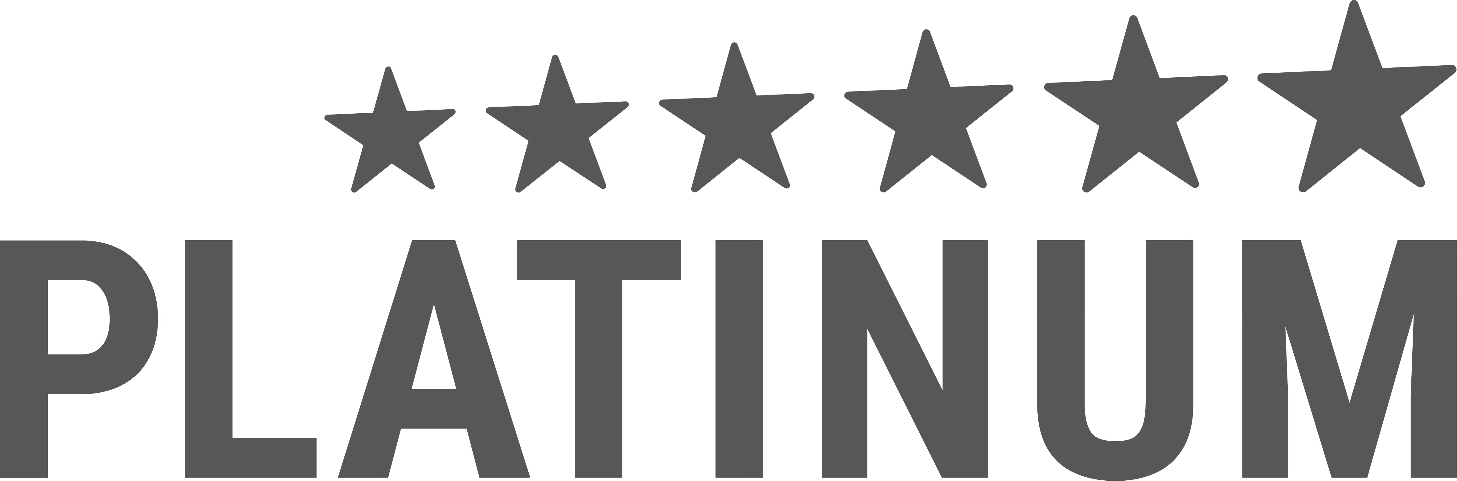 The word PLATINUM in uppercase with seven stars above it.